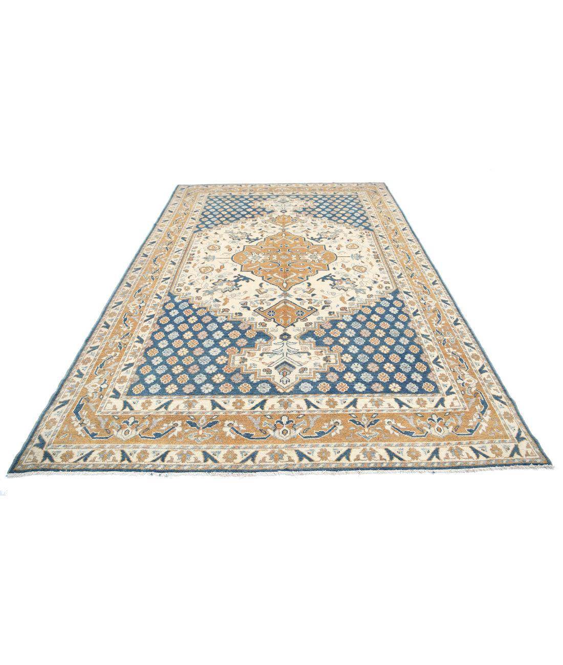 Ziegler 7'0'' X 10'5'' Hand-Knotted Wool Rug 7'0'' x 10'5'' (210 X 313) / Blue / Ivory