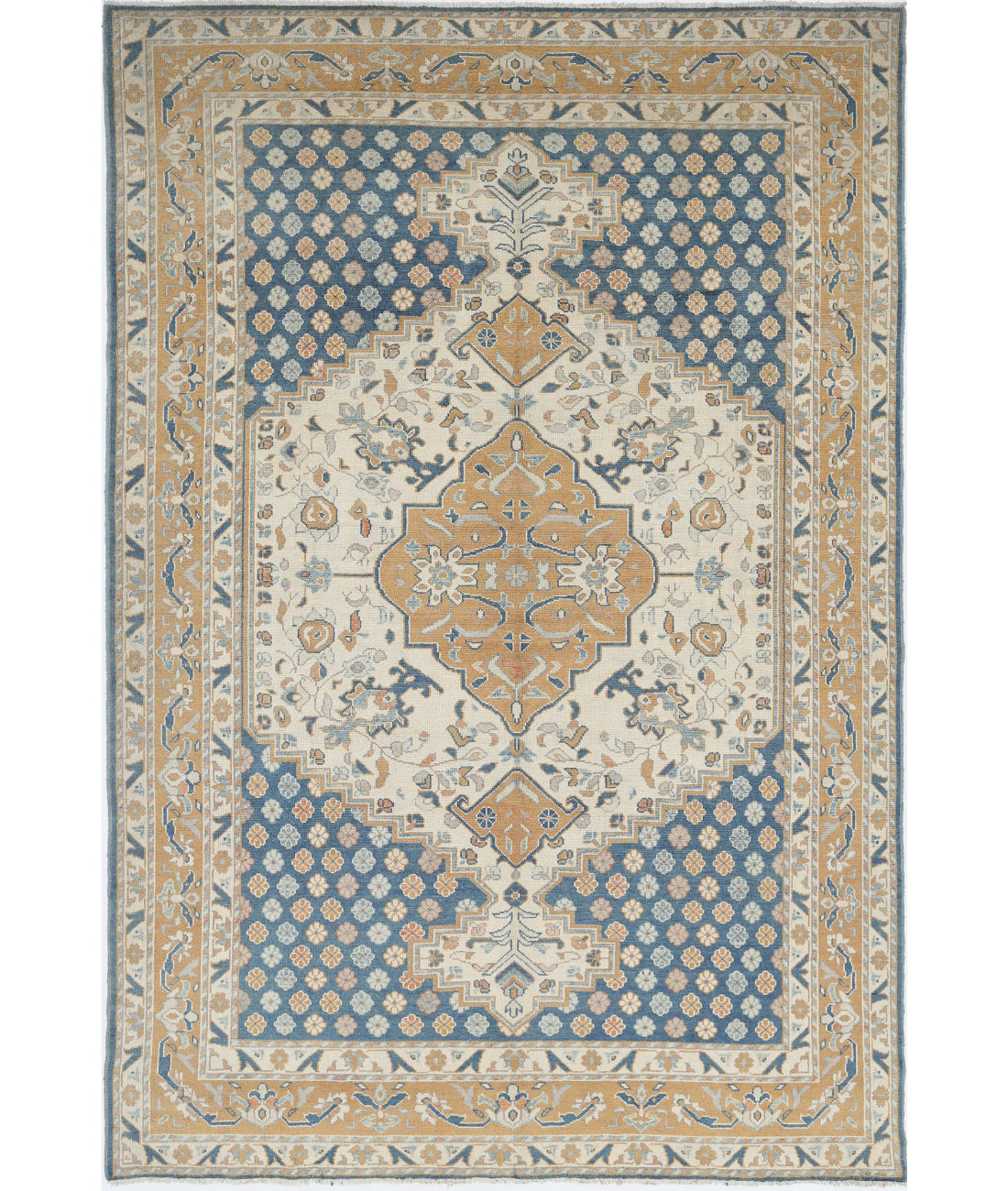 Ziegler 7'0'' X 10'5'' Hand-Knotted Wool Rug 7'0'' x 10'5'' (210 X 313) / Blue / Ivory