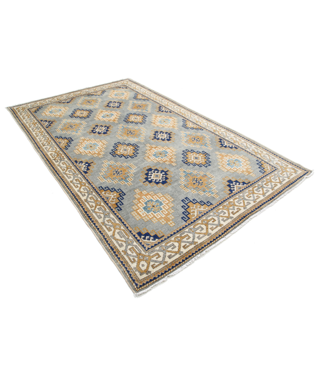 Ziegler 6'2'' X 9'10'' Hand-Knotted Wool Rug 6'2'' x 9'10'' (185 X 295) / Blue / Ivory