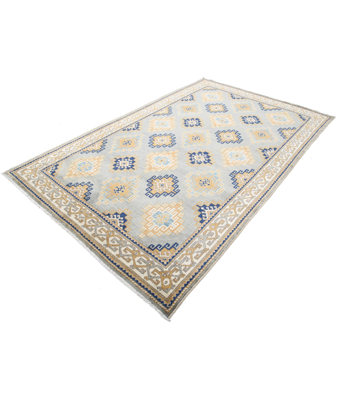 Ziegler 6'2'' X 9'10'' Hand-Knotted Wool Rug 6'2'' x 9'10'' (185 X 295) / Blue / Ivory