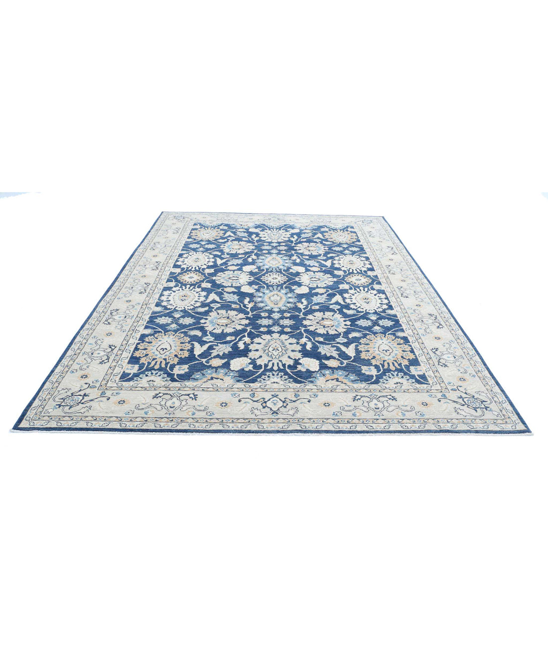 Ziegler 8'3'' X 11'1'' Hand-Knotted Wool Rug 8'3'' x 11'1'' (248 X 333) / Blue / Ivory