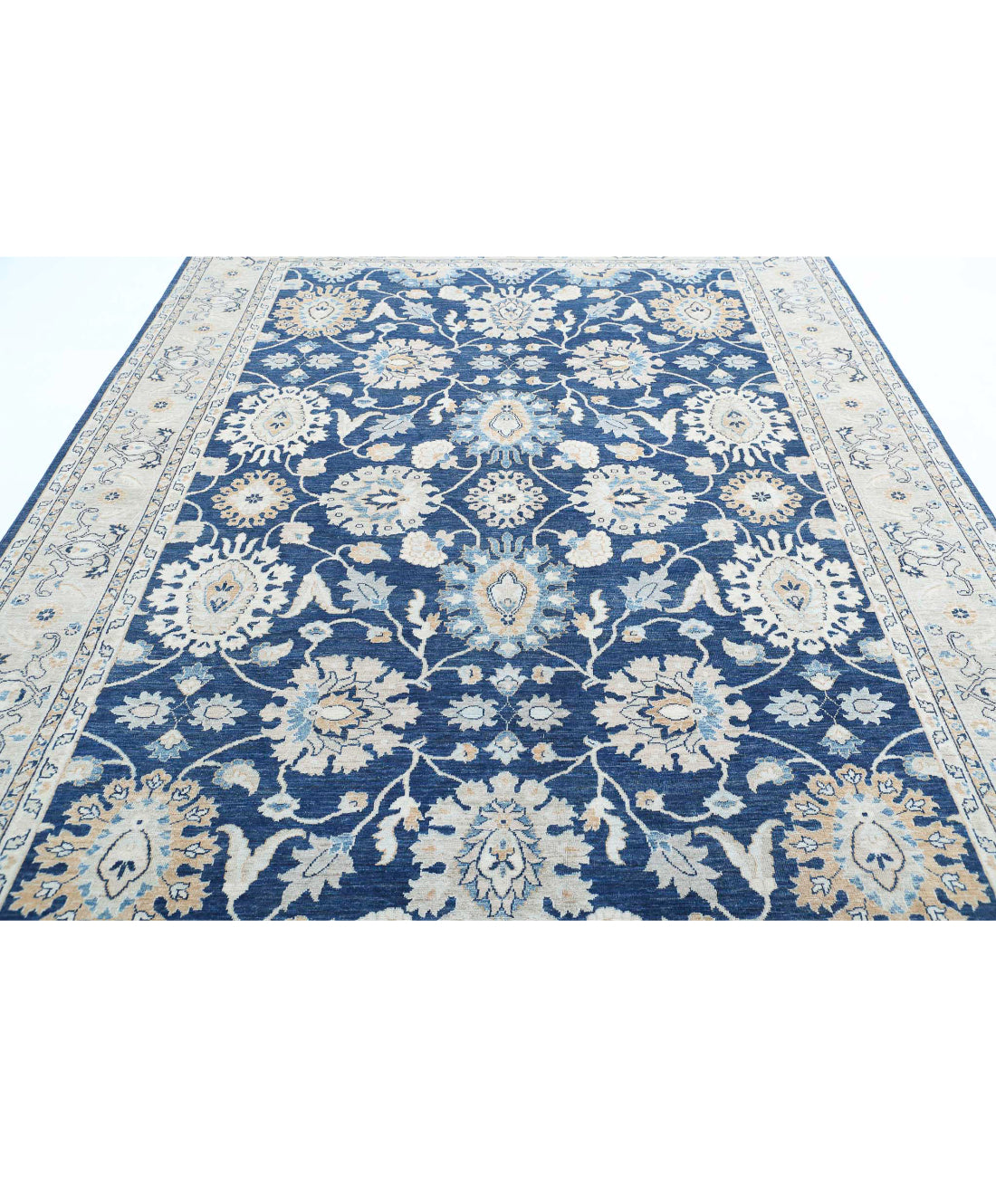Ziegler 8'3'' X 11'1'' Hand-Knotted Wool Rug 8'3'' x 11'1'' (248 X 333) / Blue / Ivory