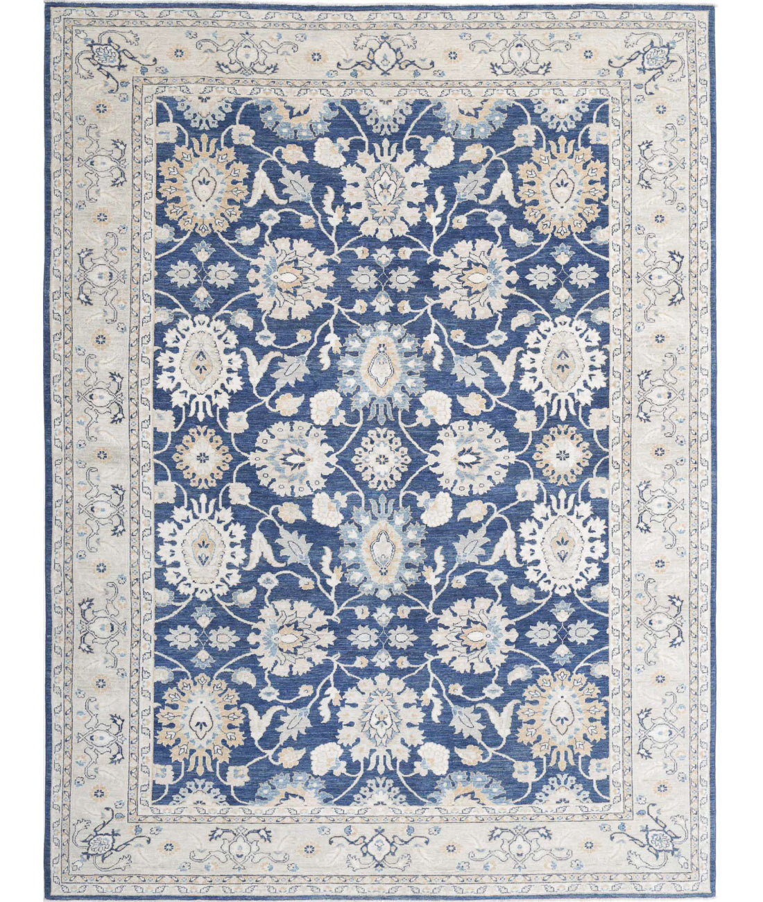 Ziegler 8'3'' X 11'1'' Hand-Knotted Wool Rug 8'3'' x 11'1'' (248 X 333) / Blue / Ivory