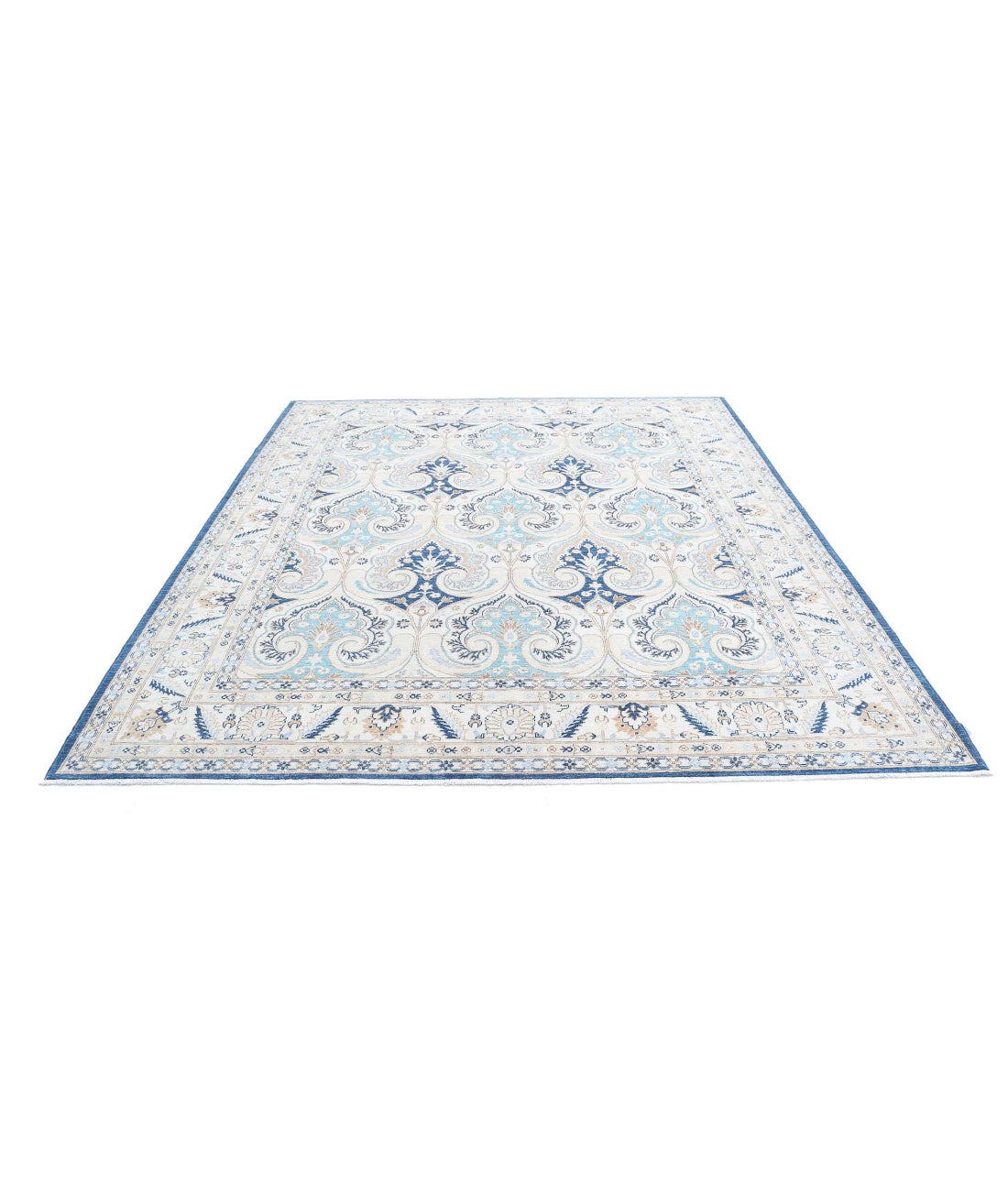 Ziegler 8'2'' X 9'5'' Hand-Knotted Wool Rug 8'2'' x 9'5'' (245 X 283) / Blue / Ivory