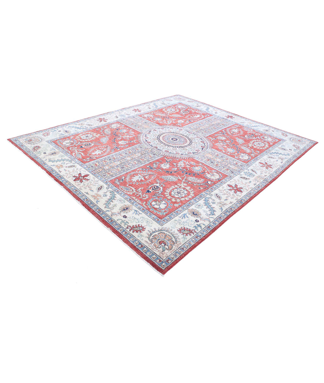 Ziegler 8'0'' X 9'7'' Hand-Knotted Wool Rug 8'0'' x 9'7'' (240 X 288) / Red / Ivory