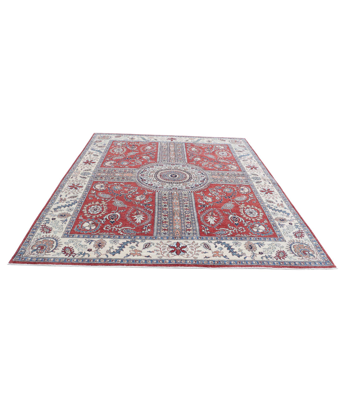 Ziegler 8'0'' X 9'7'' Hand-Knotted Wool Rug 8'0'' x 9'7'' (240 X 288) / Red / Ivory