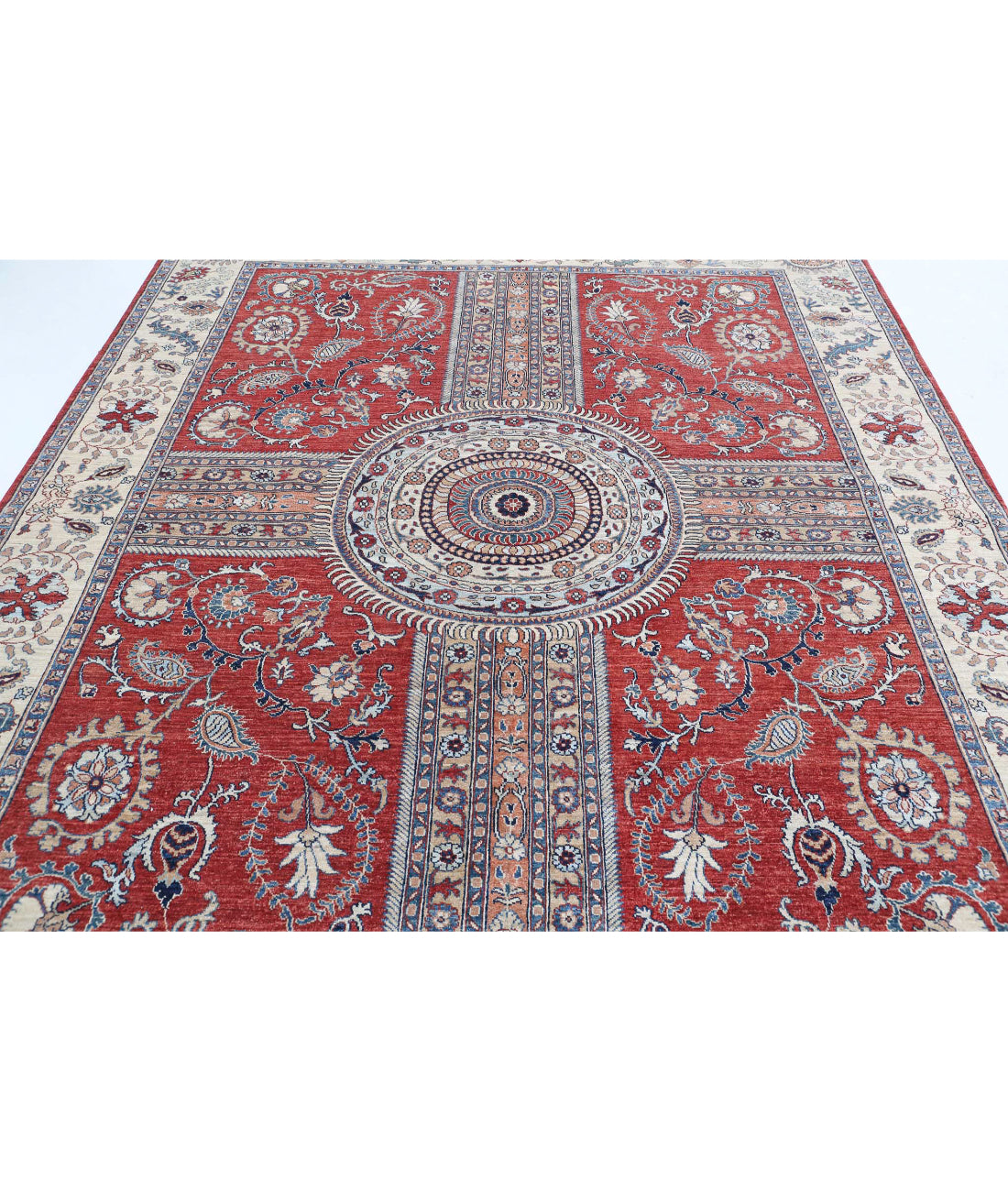 Ziegler 8'0'' X 9'7'' Hand-Knotted Wool Rug 8'0'' x 9'7'' (240 X 288) / Red / Ivory