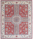 Ziegler 8'0'' X 9'7'' Hand-Knotted Wool Rug 8'0'' x 9'7'' (240 X 288) / Red / Ivory