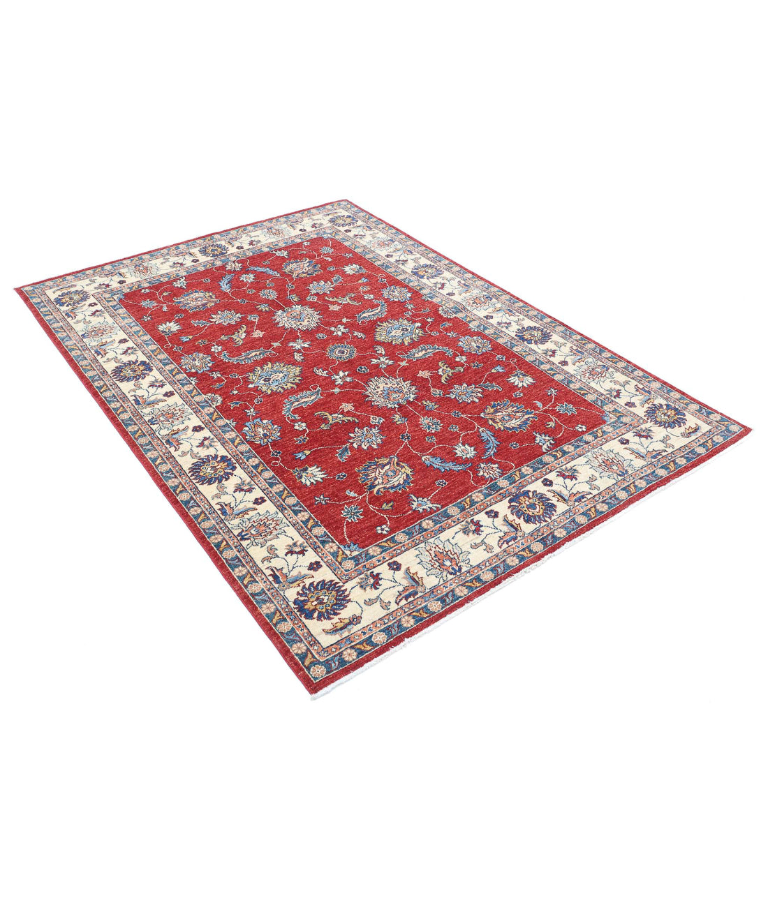 Ziegler 4'9'' X 6'7'' Hand-Knotted Wool Rug 4'9'' x 6'7'' (143 X 198) / Red / Ivory