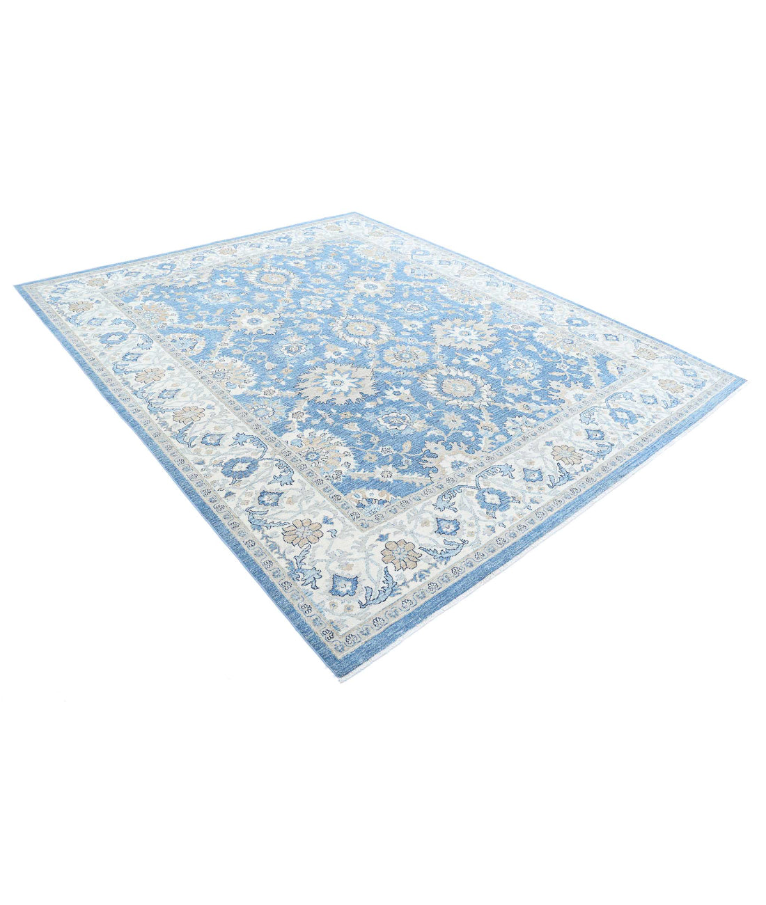 Ziegler 8'1'' X 9'9'' Hand-Knotted Wool Rug 8'1'' x 9'9'' (243 X 293) / Blue / Ivory