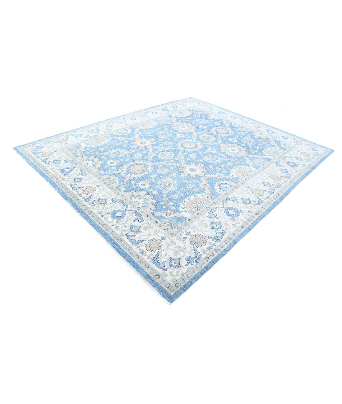 Ziegler 8'1'' X 9'9'' Hand-Knotted Wool Rug 8'1'' x 9'9'' (243 X 293) / Blue / Ivory