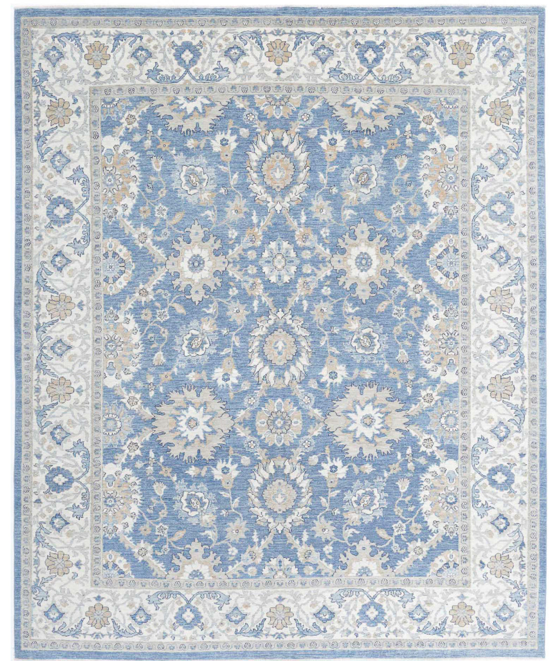 Ziegler 8'1'' X 9'9'' Hand-Knotted Wool Rug 8'1'' x 9'9'' (243 X 293) / Blue / Ivory