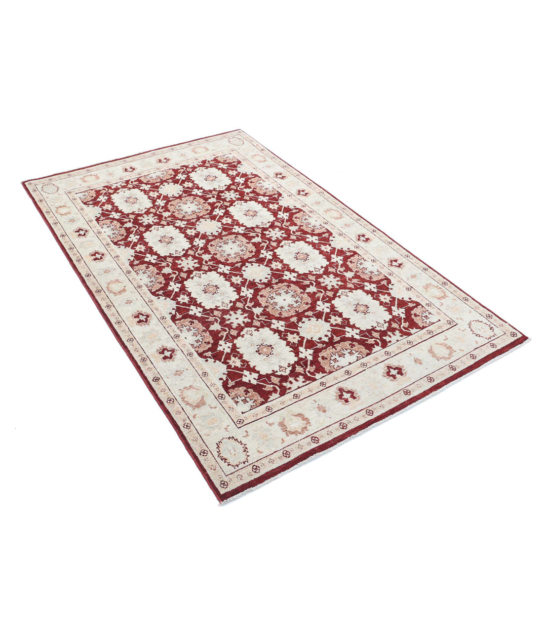 Ziegler 4'0'' X 6'3'' Hand-Knotted Wool Rug 4'0'' x 6'3'' (120 X 188) / Red / Ivory