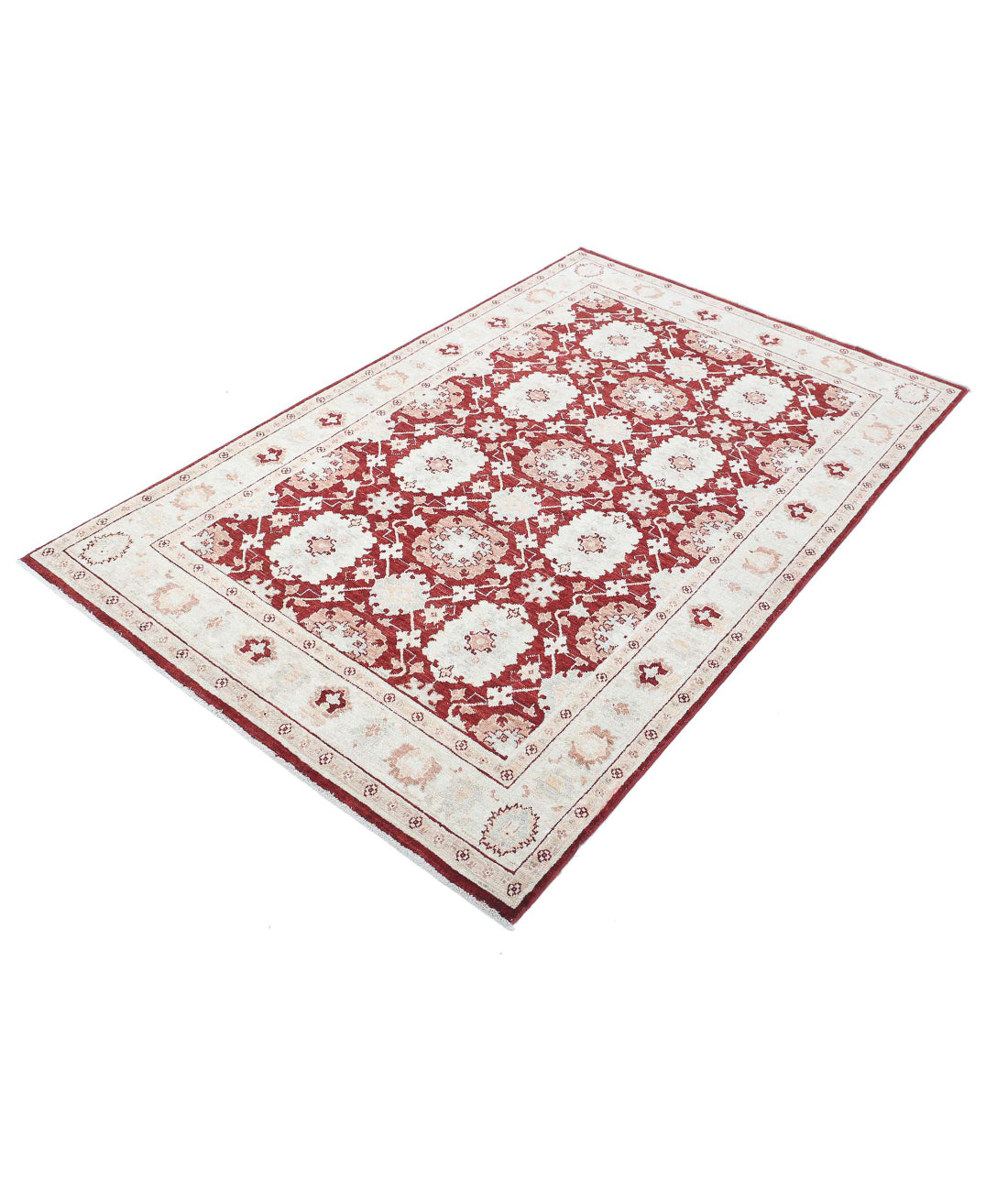 Ziegler 4'0'' X 6'3'' Hand-Knotted Wool Rug 4'0'' x 6'3'' (120 X 188) / Red / Ivory