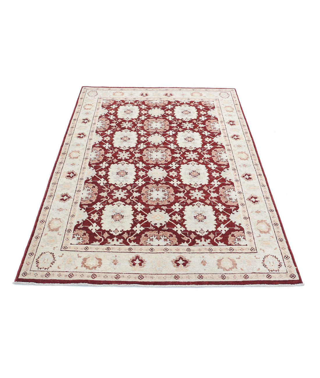 Ziegler 4'0'' X 6'3'' Hand-Knotted Wool Rug 4'0'' x 6'3'' (120 X 188) / Red / Ivory