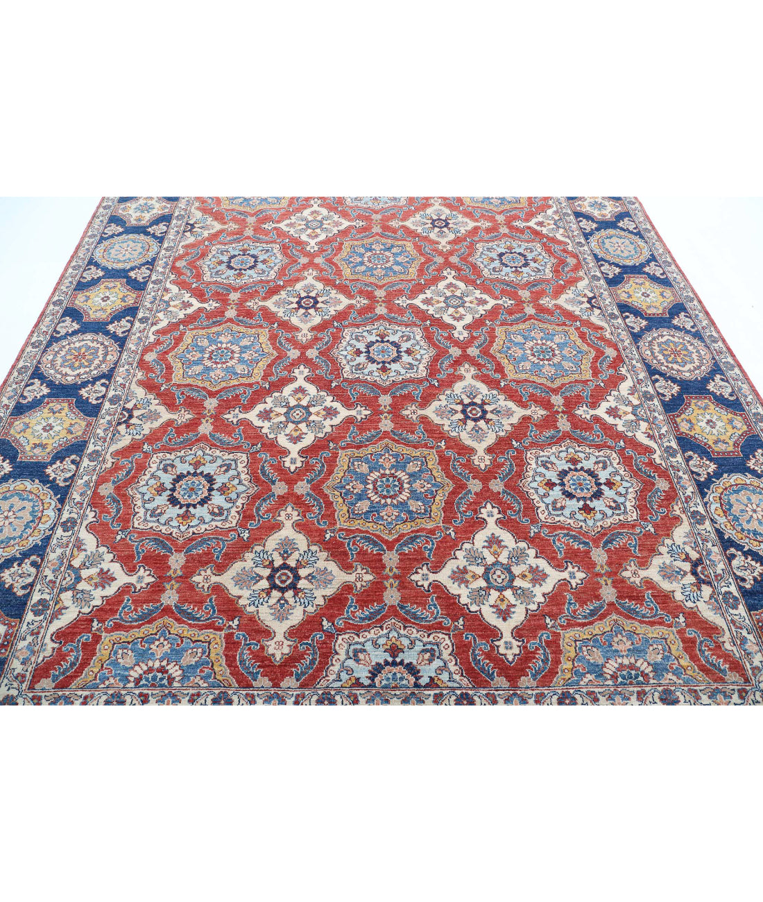 Ziegler 8'1'' X 9'8'' Hand-Knotted Wool Rug 8'1'' x 9'8'' (243 X 290) / Red / Blue