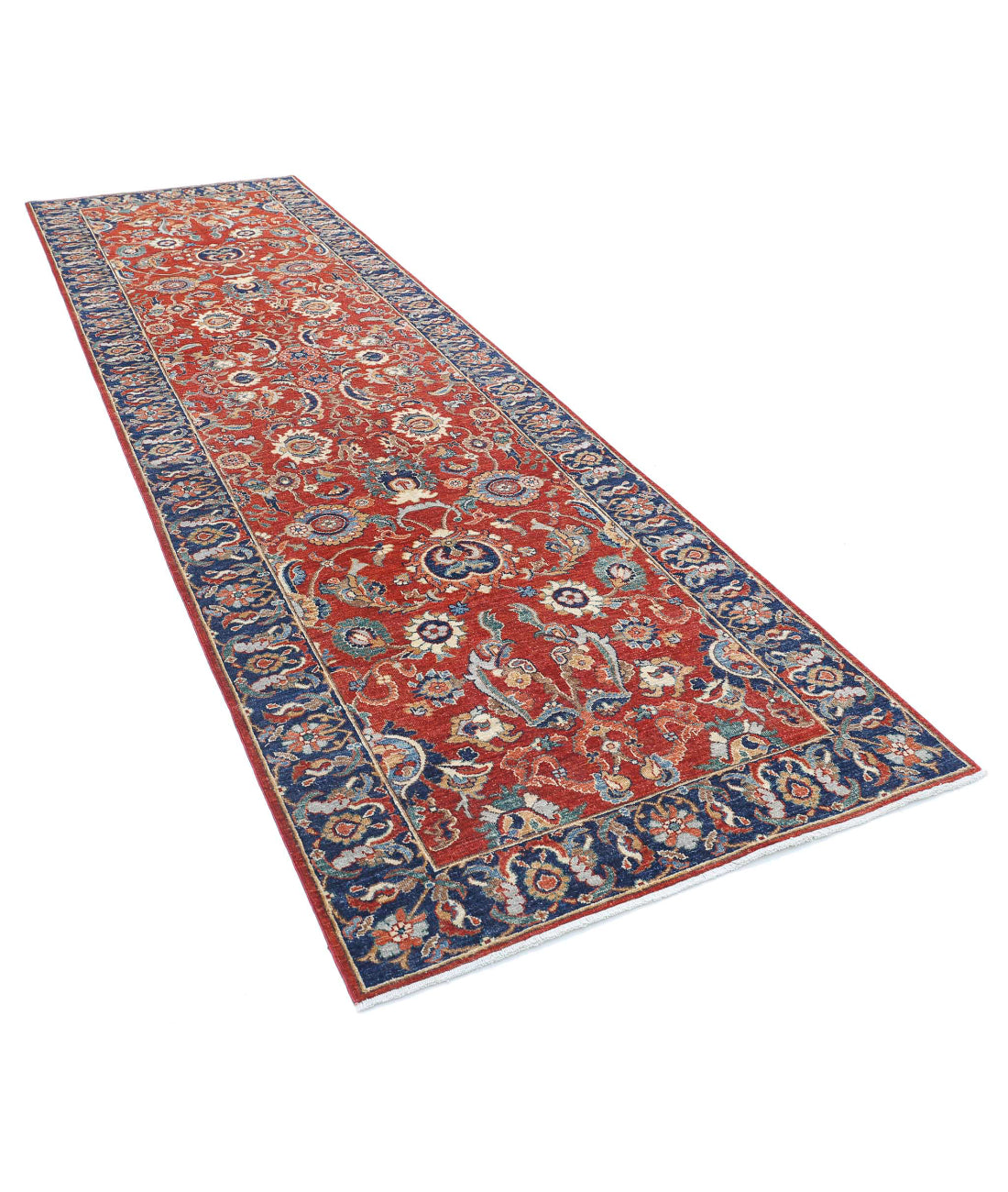 Ziegler 4'0'' X 13'6'' Hand-Knotted Wool Rug 4'0'' x 13'6'' (120 X 405) / Red / Blue