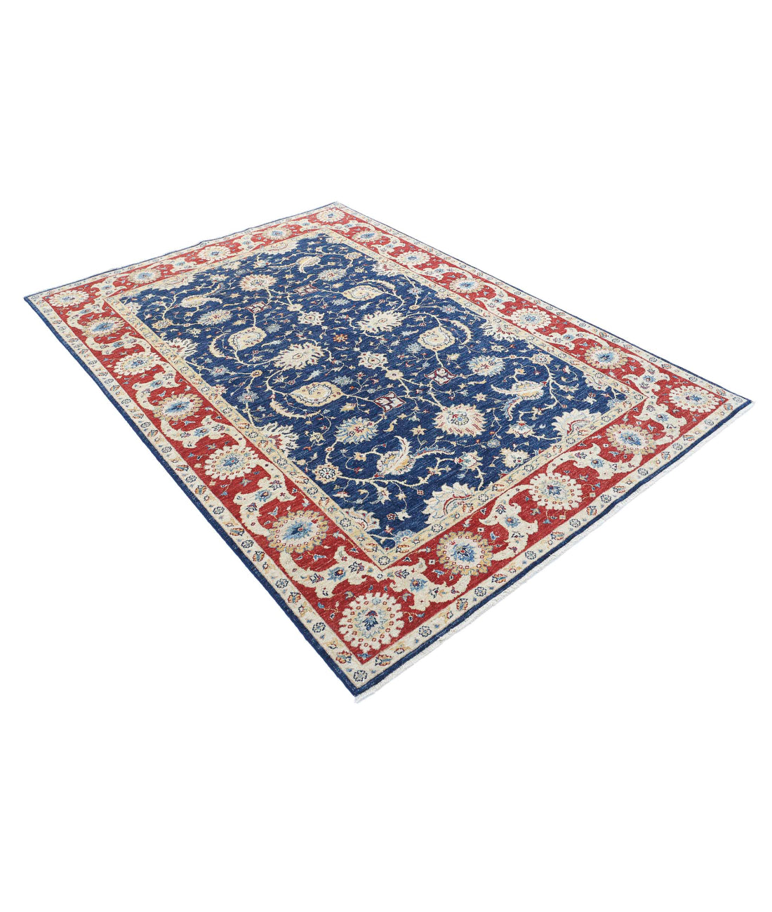 Ziegler 5'6'' X 7'6'' Hand-Knotted Wool Rug 5'6'' x 7'6'' (165 X 225) / Blue / Red