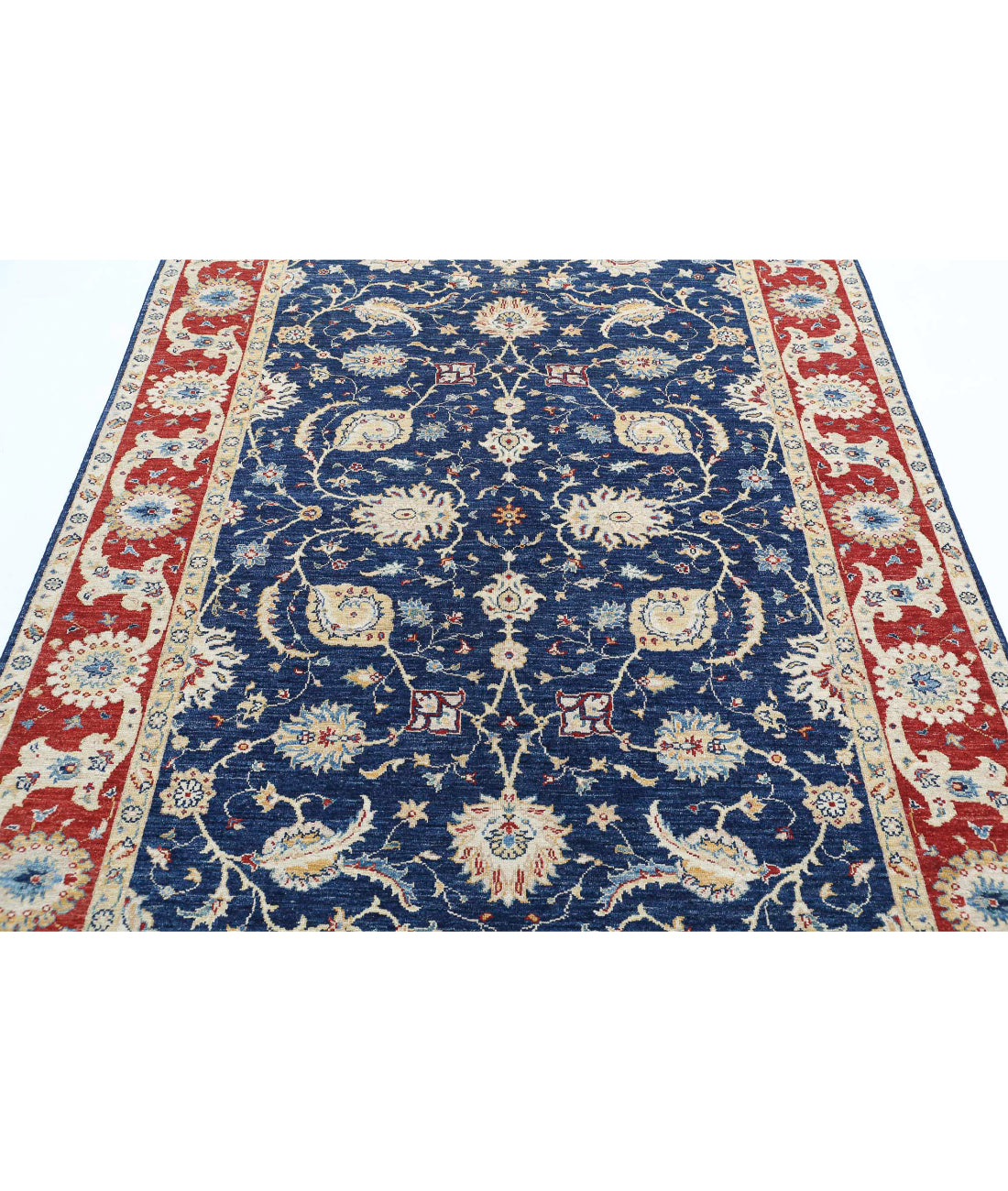 Ziegler 5'6'' X 7'6'' Hand-Knotted Wool Rug 5'6'' x 7'6'' (165 X 225) / Blue / Red