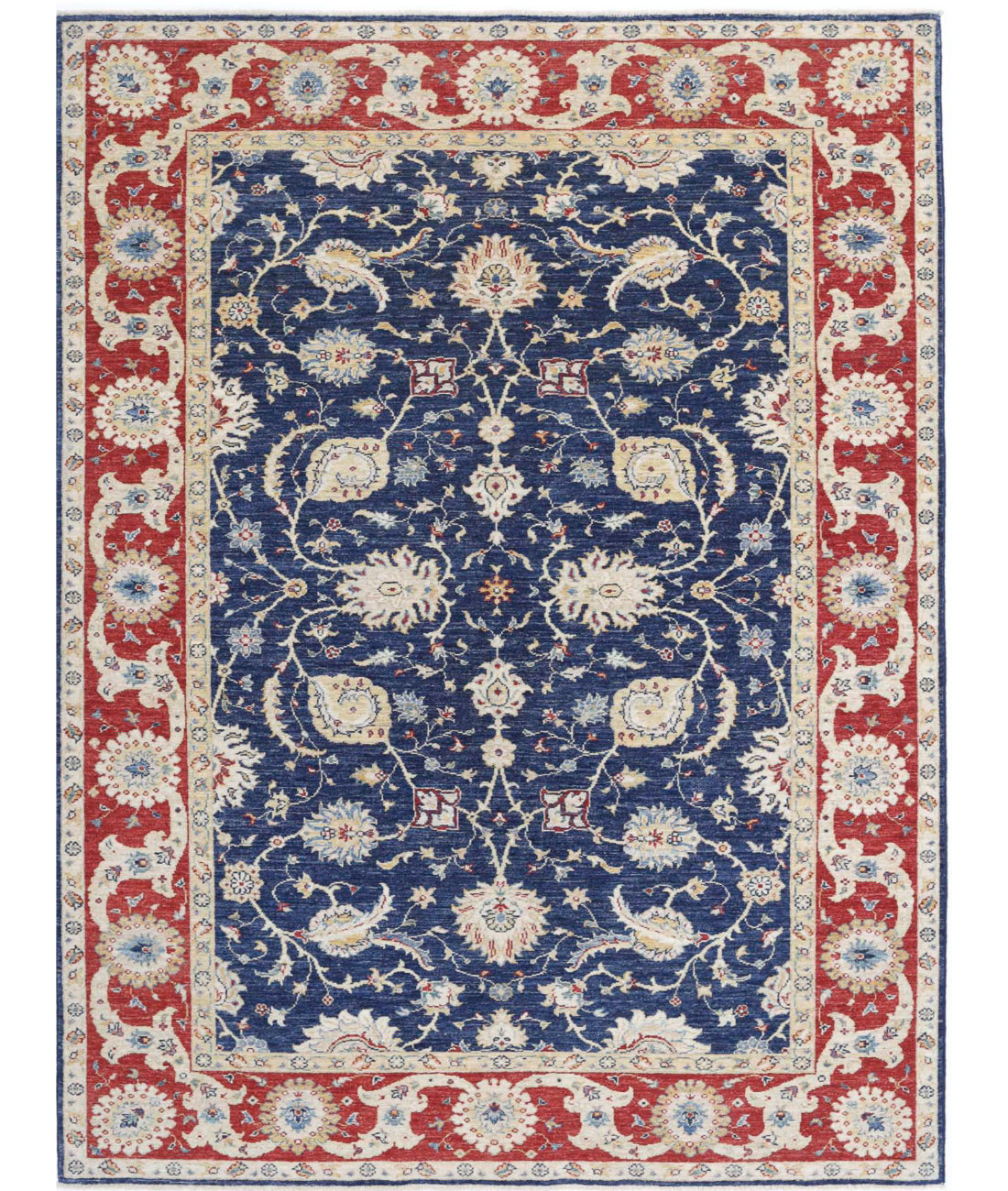 Ziegler 5'6'' X 7'6'' Hand-Knotted Wool Rug 5'6'' x 7'6'' (165 X 225) / Blue / Red