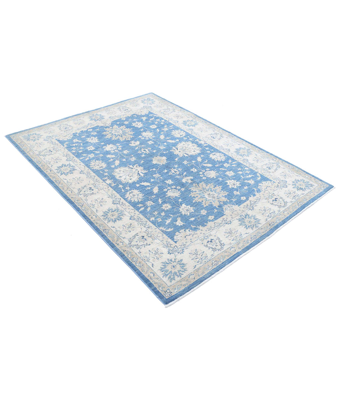 Ziegler 4'9'' X 6'4'' Hand-Knotted Wool Rug 4'9'' x 6'4'' (143 X 190) / Blue / Ivory