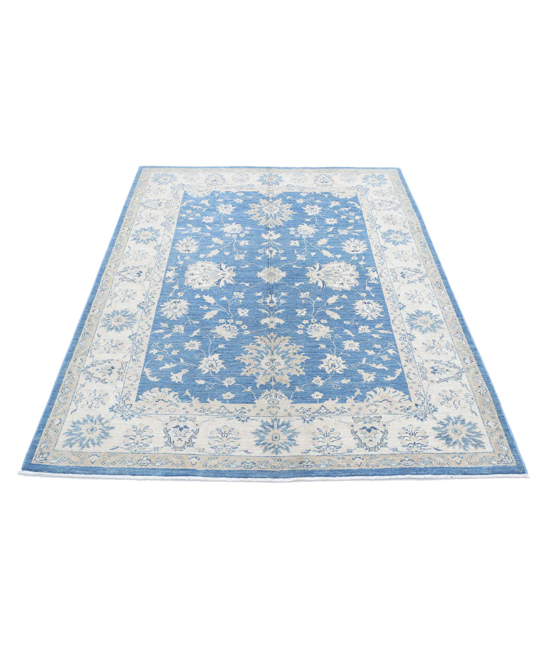 Ziegler 4'9'' X 6'4'' Hand-Knotted Wool Rug 4'9'' x 6'4'' (143 X 190) / Blue / Ivory