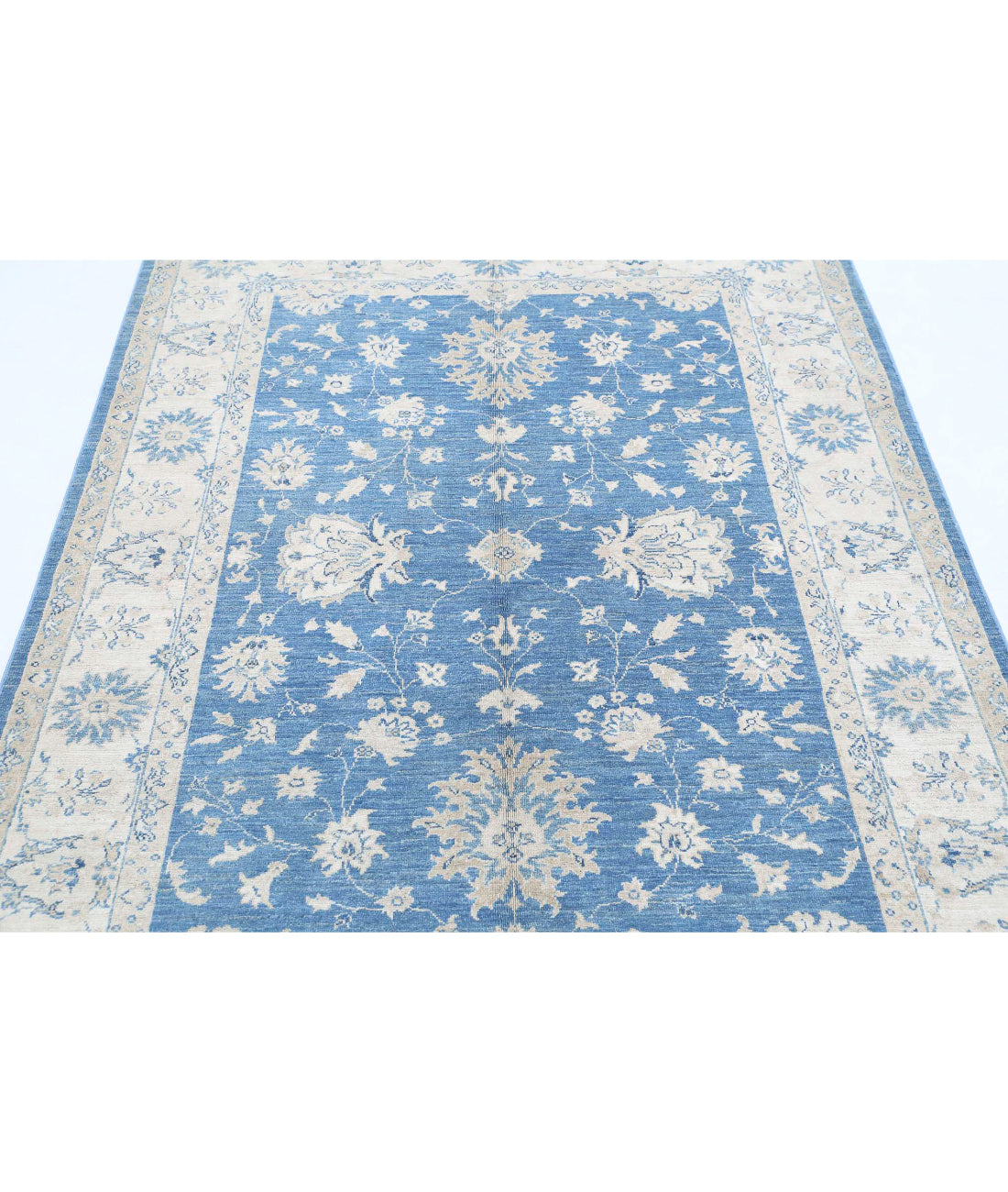 Ziegler 4'9'' X 6'4'' Hand-Knotted Wool Rug 4'9'' x 6'4'' (143 X 190) / Blue / Ivory