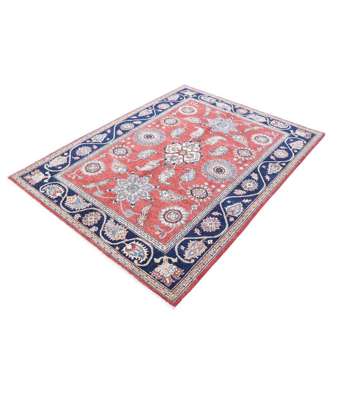 Ziegler 4'10'' X 6'5'' Hand-Knotted Wool Rug 4'10'' x 6'5'' (145 X 193) / Red / Blue