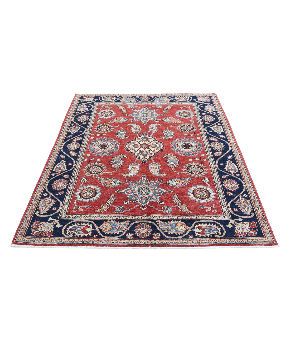 Ziegler 4'10'' X 6'5'' Hand-Knotted Wool Rug 4'10'' x 6'5'' (145 X 193) / Red / Blue