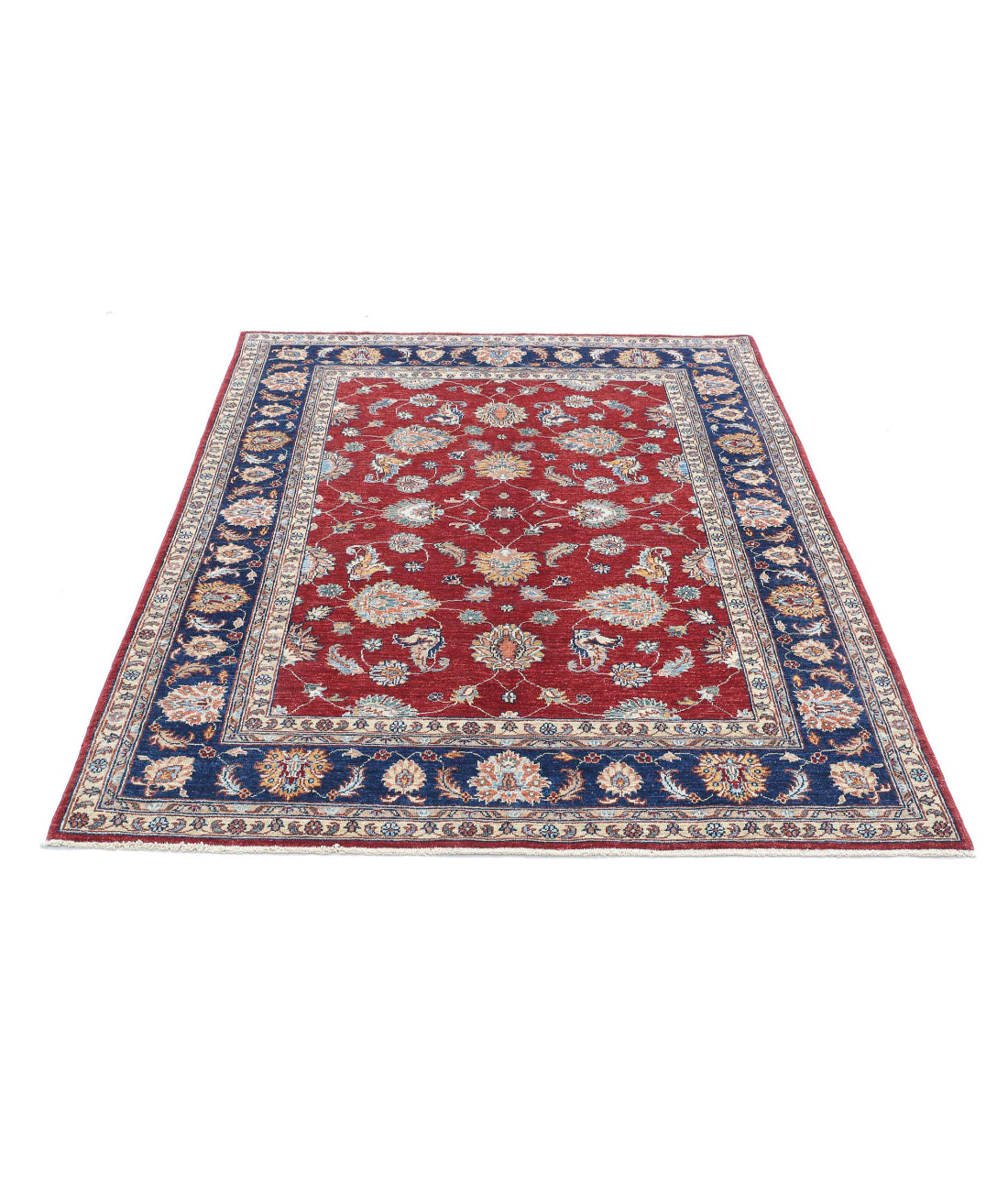 Ziegler 4'10'' X 6'5'' Hand-Knotted Wool Rug 4'10'' x 6'5'' (145 X 193) / Red / Blue