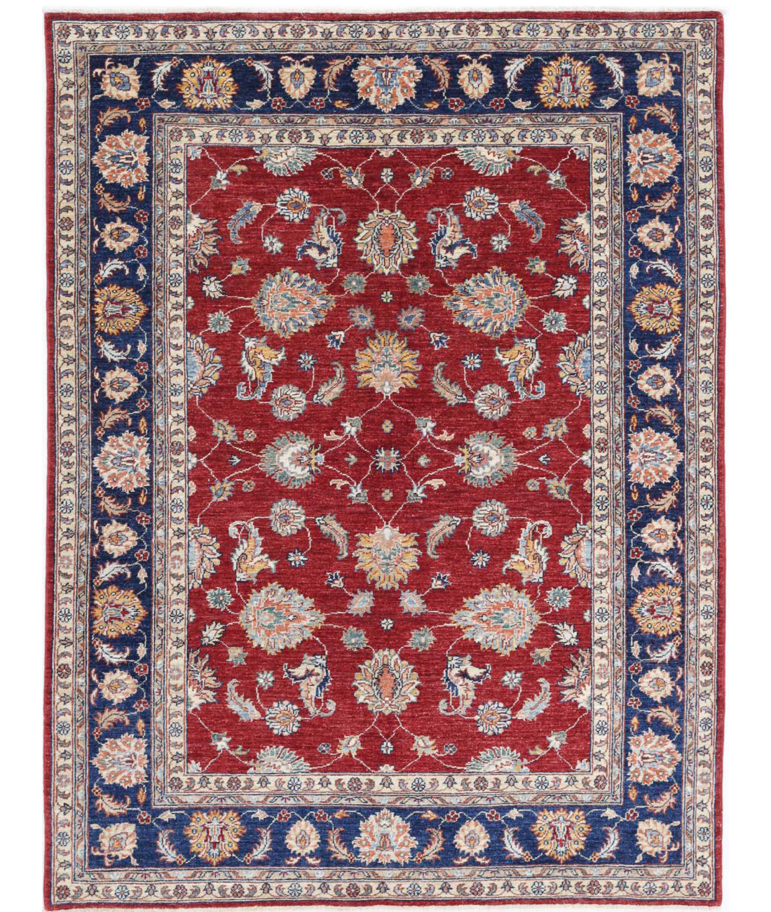 Ziegler 4'10'' X 6'5'' Hand-Knotted Wool Rug 4'10'' x 6'5'' (145 X 193) / Red / Blue