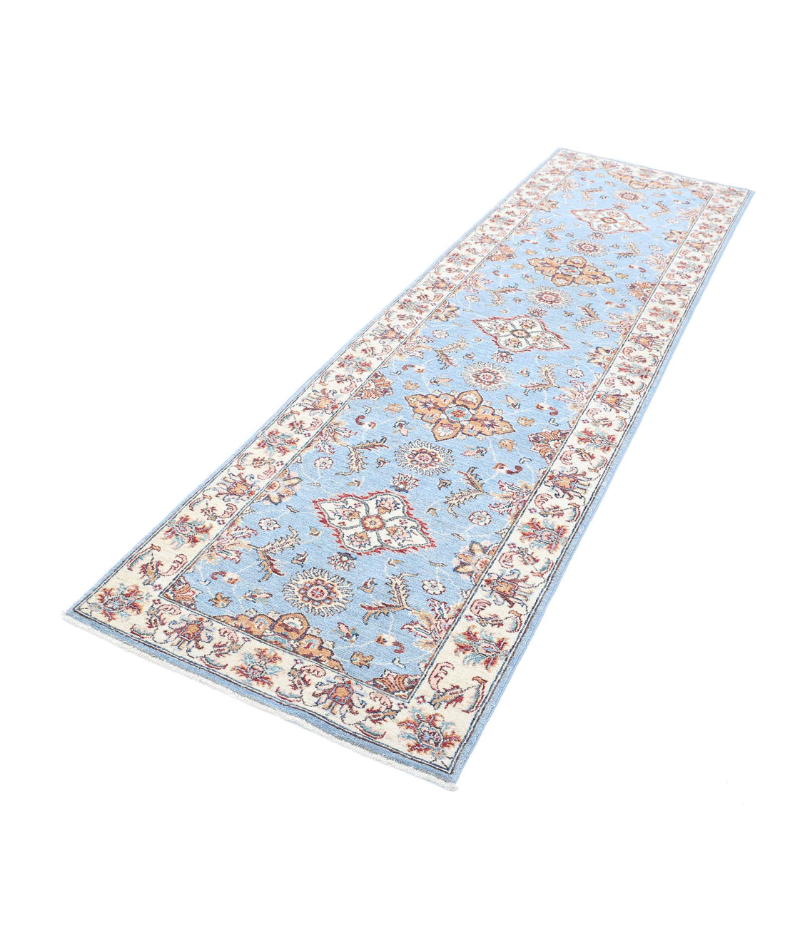 Ziegler 2'7'' X 9'7'' Hand-Knotted Wool Rug 2'7'' x 9'7'' (78 X 288) / Blue / Ivory