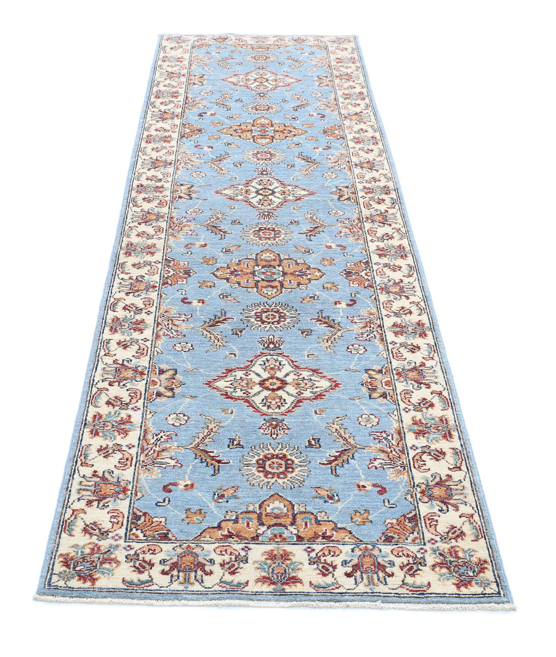 Ziegler 2'7'' X 9'7'' Hand-Knotted Wool Rug 2'7'' x 9'7'' (78 X 288) / Blue / Ivory