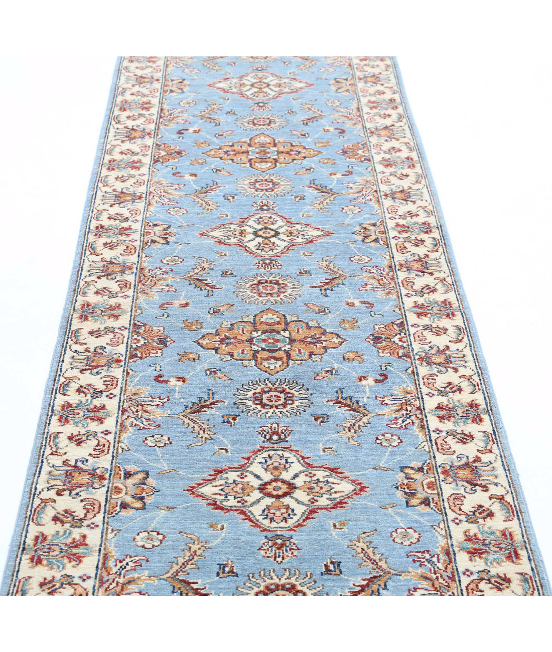 Ziegler 2'7'' X 9'7'' Hand-Knotted Wool Rug 2'7'' x 9'7'' (78 X 288) / Blue / Ivory