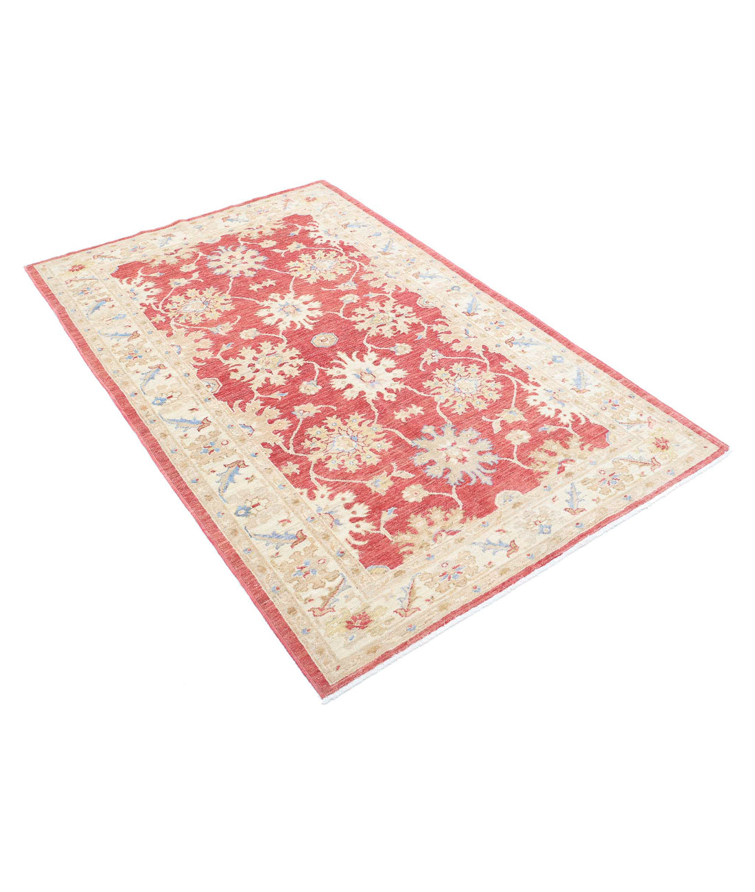 Ziegler 4'1'' X 6'4'' Hand-Knotted Wool Rug 4'1'' x 6'4'' (123 X 190) / Red / Ivory