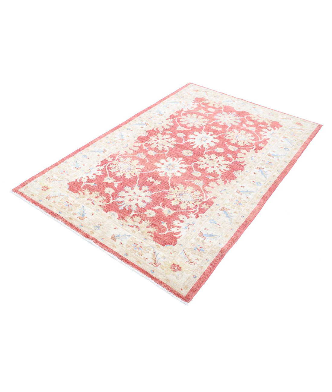 Ziegler 4'1'' X 6'4'' Hand-Knotted Wool Rug 4'1'' x 6'4'' (123 X 190) / Red / Ivory