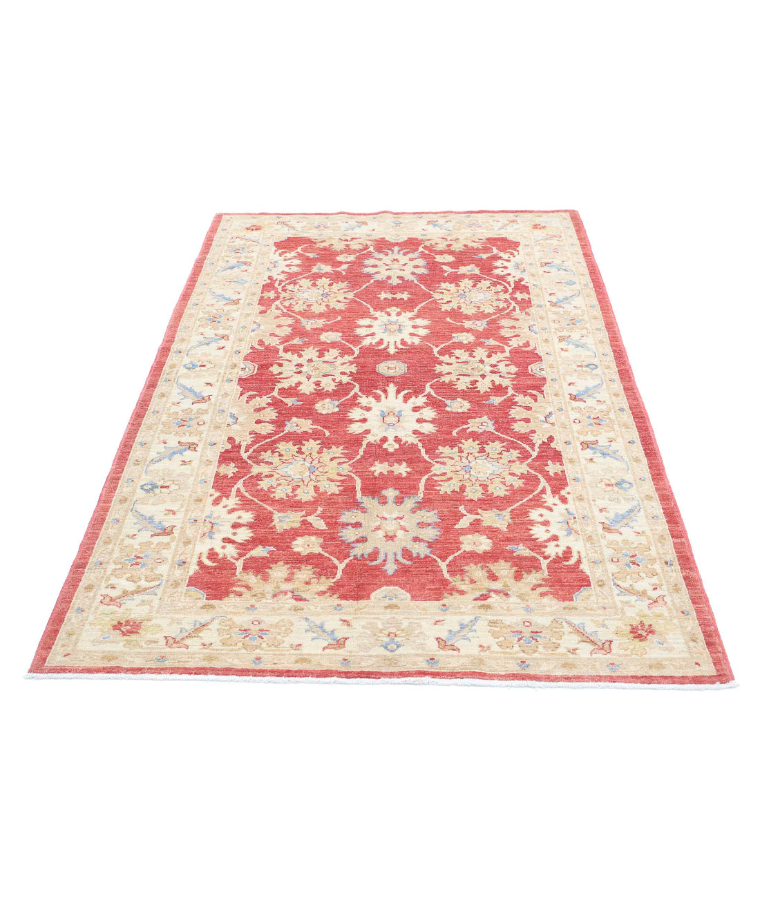 Ziegler 4'1'' X 6'4'' Hand-Knotted Wool Rug 4'1'' x 6'4'' (123 X 190) / Red / Ivory