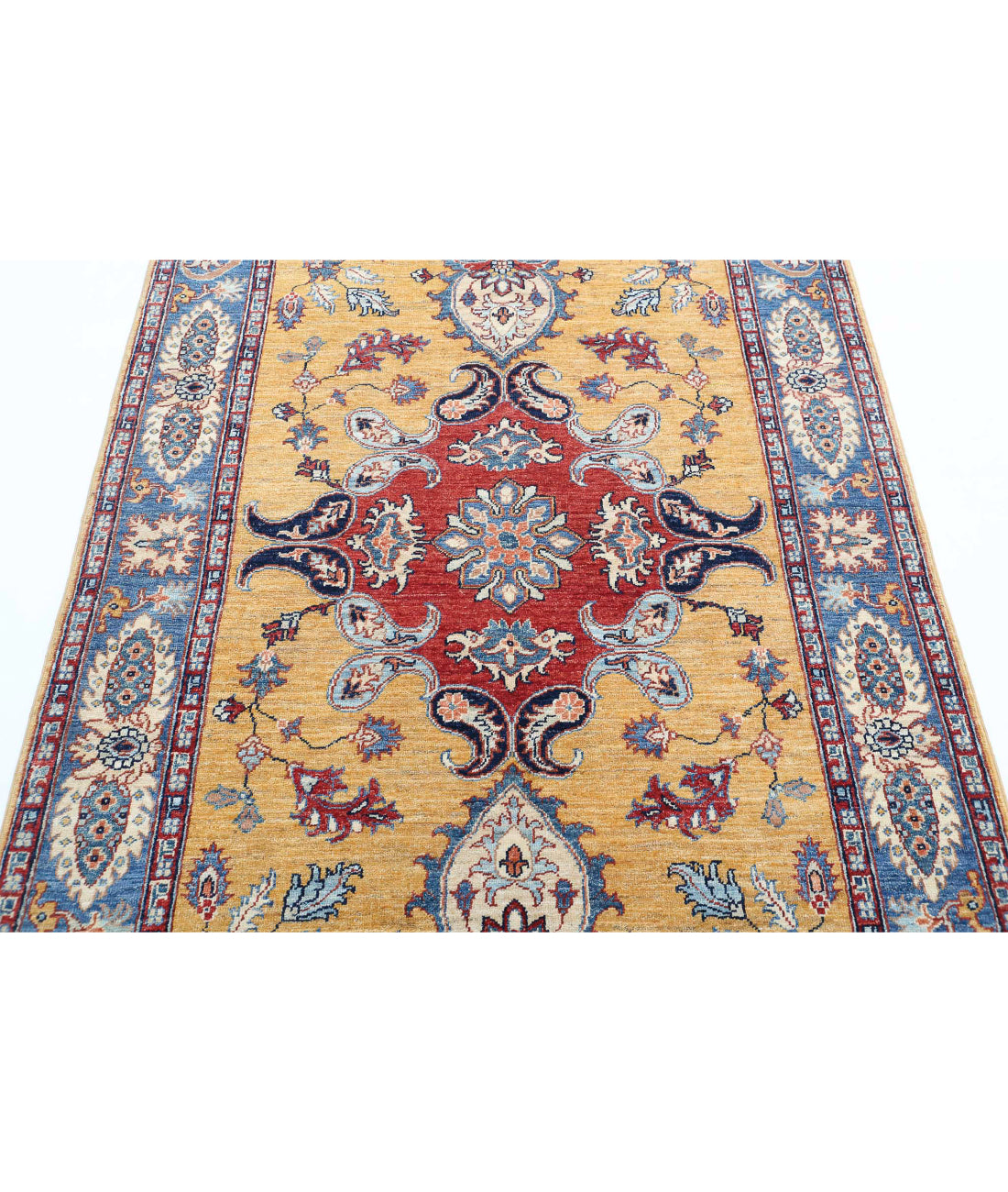 Ziegler 4'0'' X 5'10'' Hand-Knotted Wool Rug 4'0'' x 5'10'' (120 X 175) / Gold / Blue