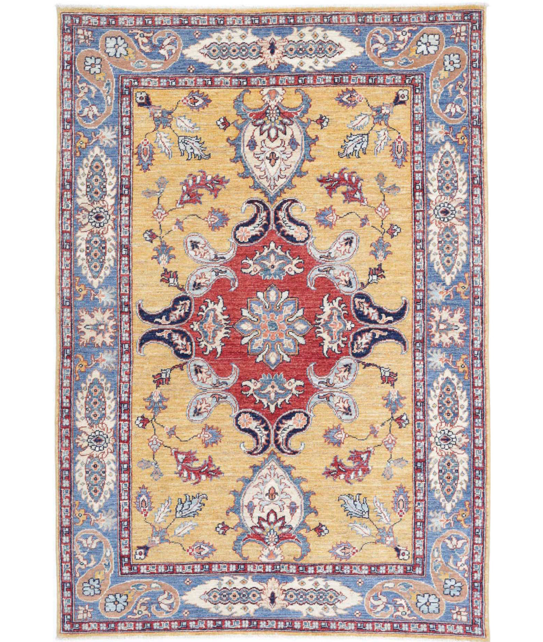 Ziegler 4'0'' X 5'10'' Hand-Knotted Wool Rug 4'0'' x 5'10'' (120 X 175) / Gold / Blue