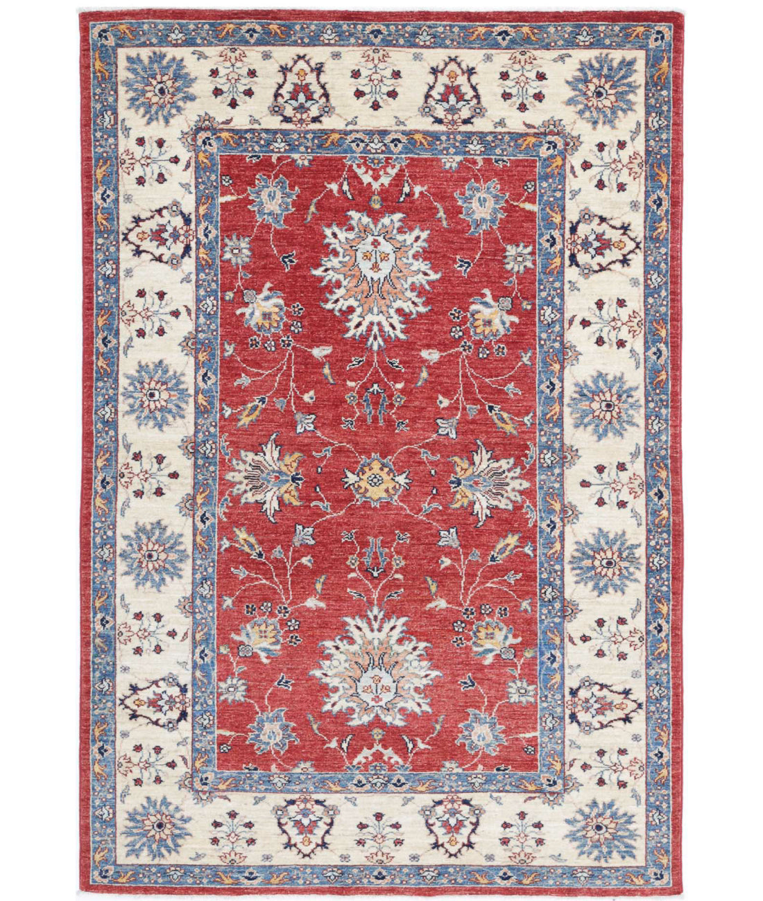 Ziegler 3'11'' X 6'0'' Hand-Knotted Wool Rug 3'11'' x 6'0'' (118 X 180) / Red / Ivory