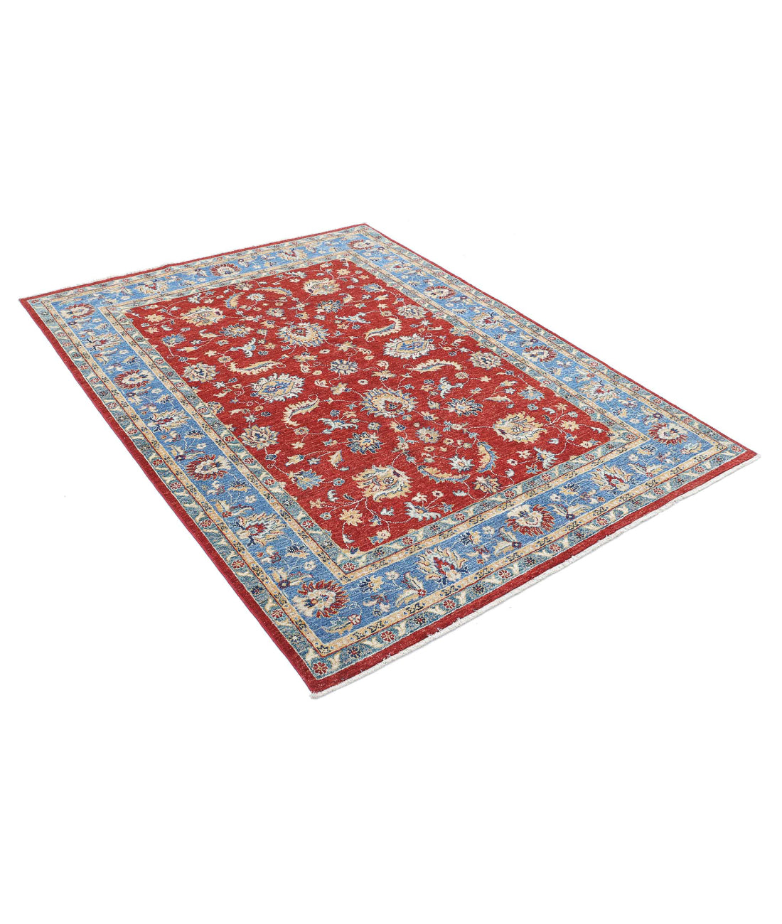 Ziegler 5'0'' X 6'7'' Hand-Knotted Wool Rug 5'0'' x 6'7'' (150 X 198) / Red / Blue