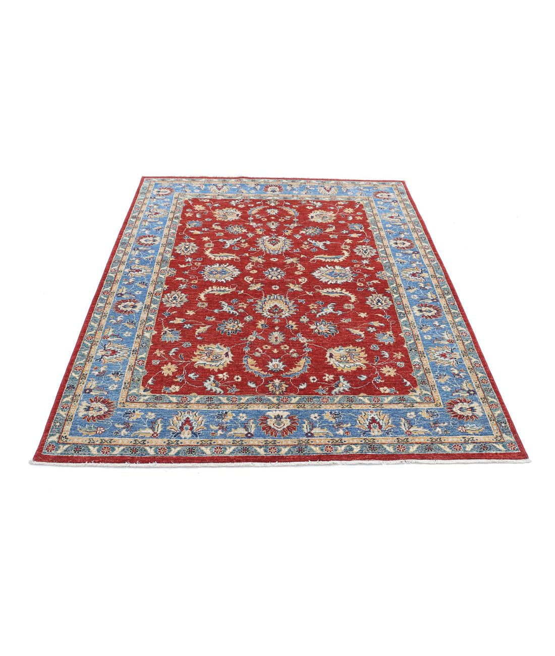 Ziegler 5'0'' X 6'7'' Hand-Knotted Wool Rug 5'0'' x 6'7'' (150 X 198) / Red / Blue