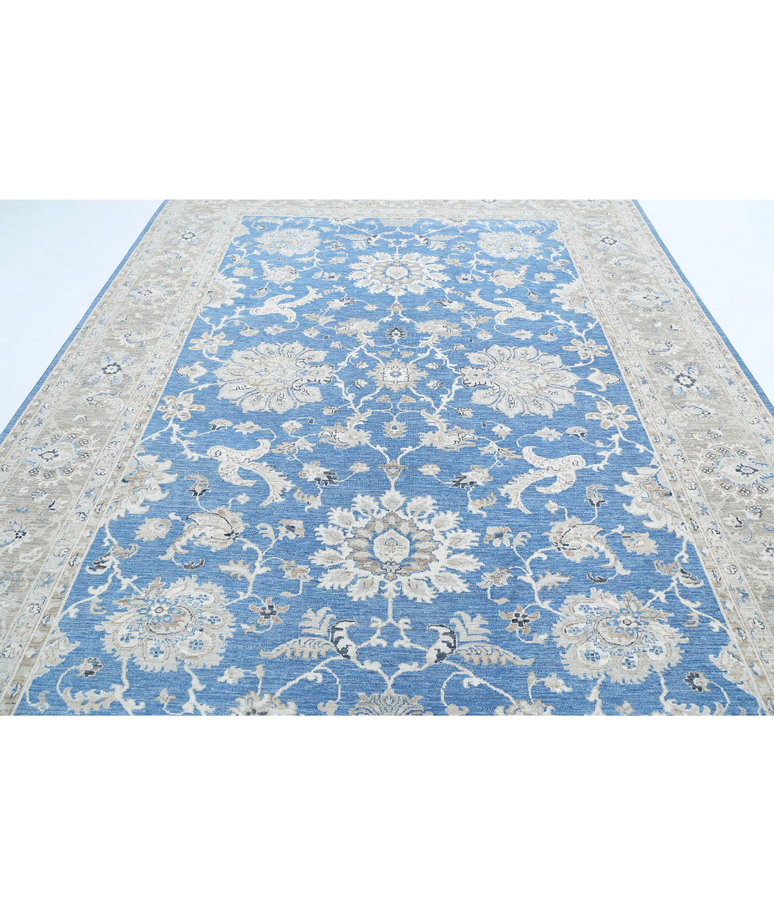 Ziegler 8'8'' X 11'8'' Hand-Knotted Wool Rug 8'8'' x 11'8'' (260 X 350) / Blue / Taupe