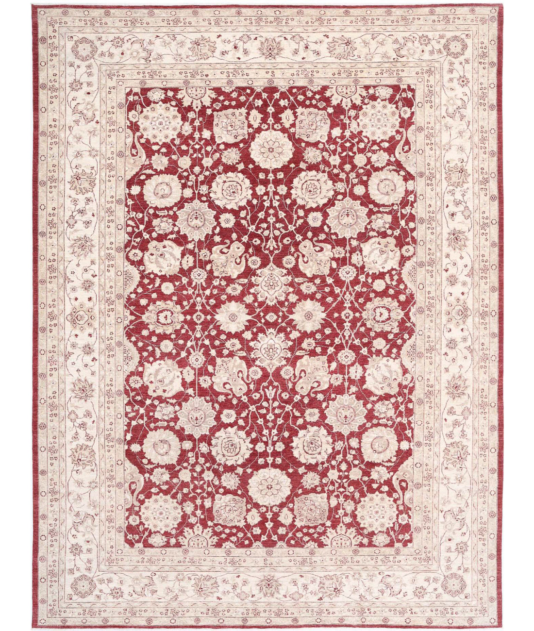 Ziegler 11'10'' X 15'9'' Hand-Knotted Wool Rug 11'10'' x 15'9'' (355 X 473) / Red / Ivory