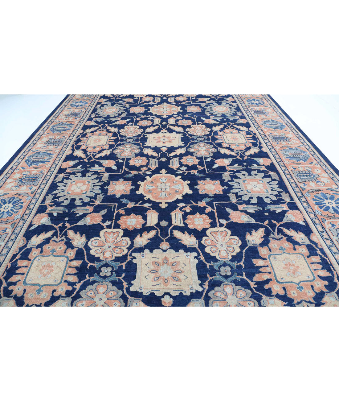 Ziegler 10'9'' X 16'7'' Hand-Knotted Wool Rug 10'9'' x 16'7'' (323 X 498) / Blue / Rust