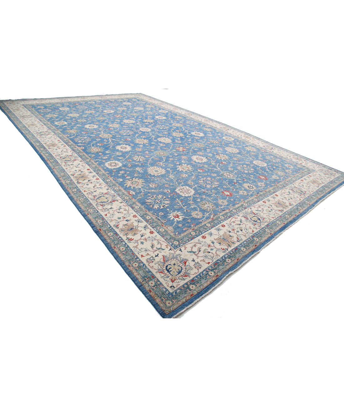 Ziegler 13'2'' X 20'9'' Hand-Knotted Wool Rug 13'2'' x 20'9'' (395 X 623) / Blue / Ivory