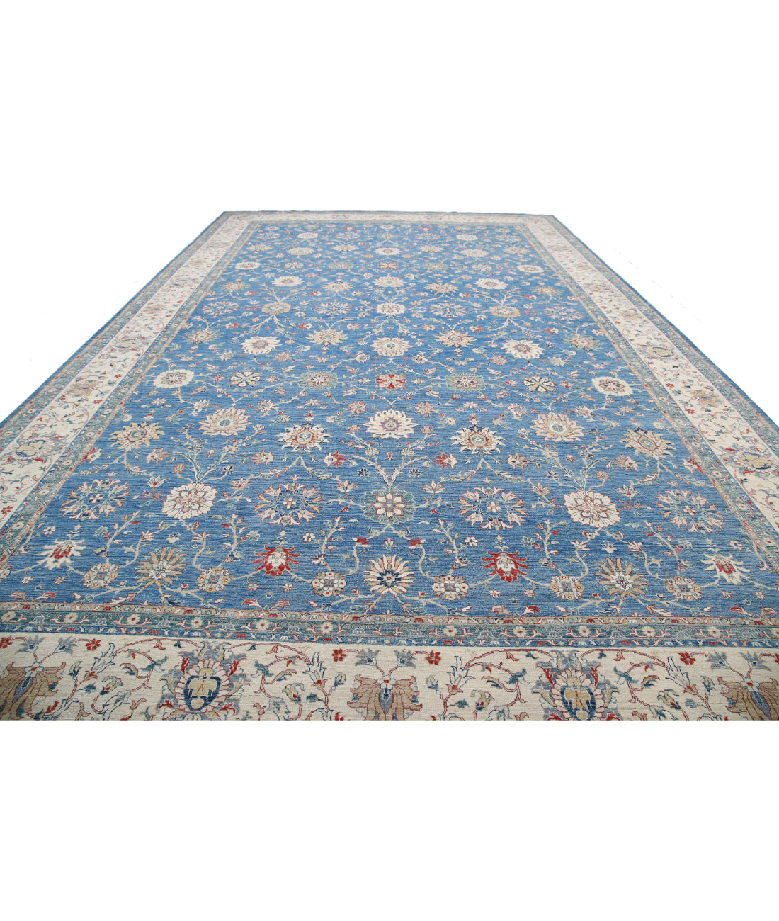 Ziegler 13'2'' X 20'9'' Hand-Knotted Wool Rug 13'2'' x 20'9'' (395 X 623) / Blue / Ivory