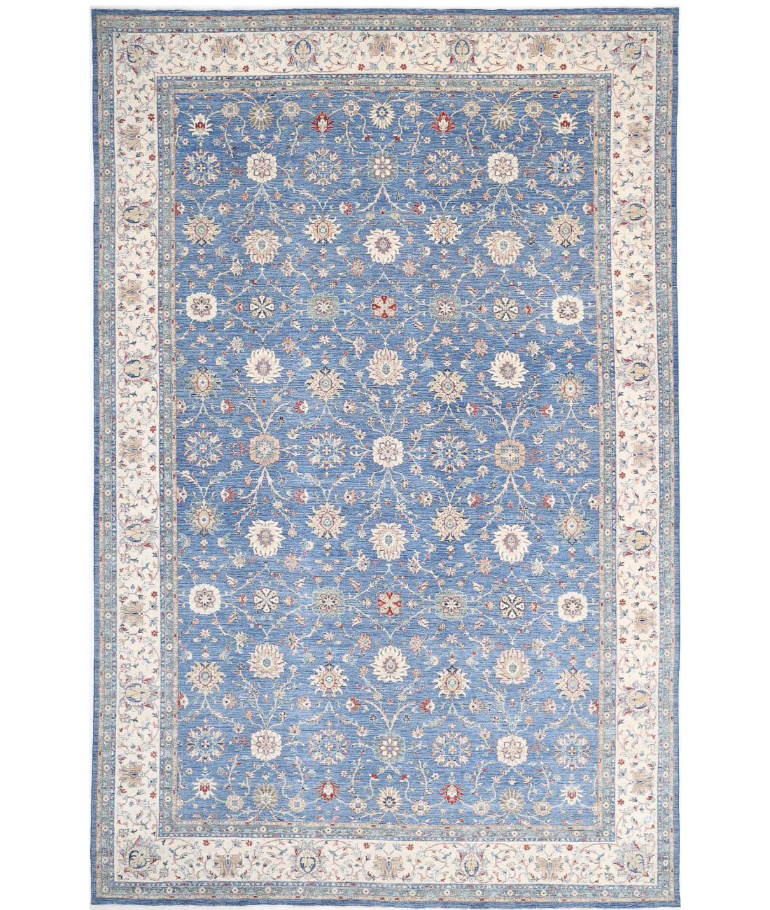 Ziegler 13'2'' X 20'9'' Hand-Knotted Wool Rug 13'2'' x 20'9'' (395 X 623) / Blue / Ivory