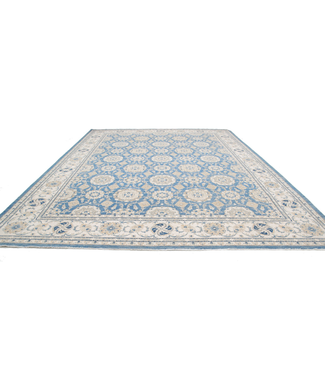 Ziegler 13'3'' X 16'9'' Hand-Knotted Wool Rug 13'3'' x 16'9'' (398 X 503) / Blue / Ivory