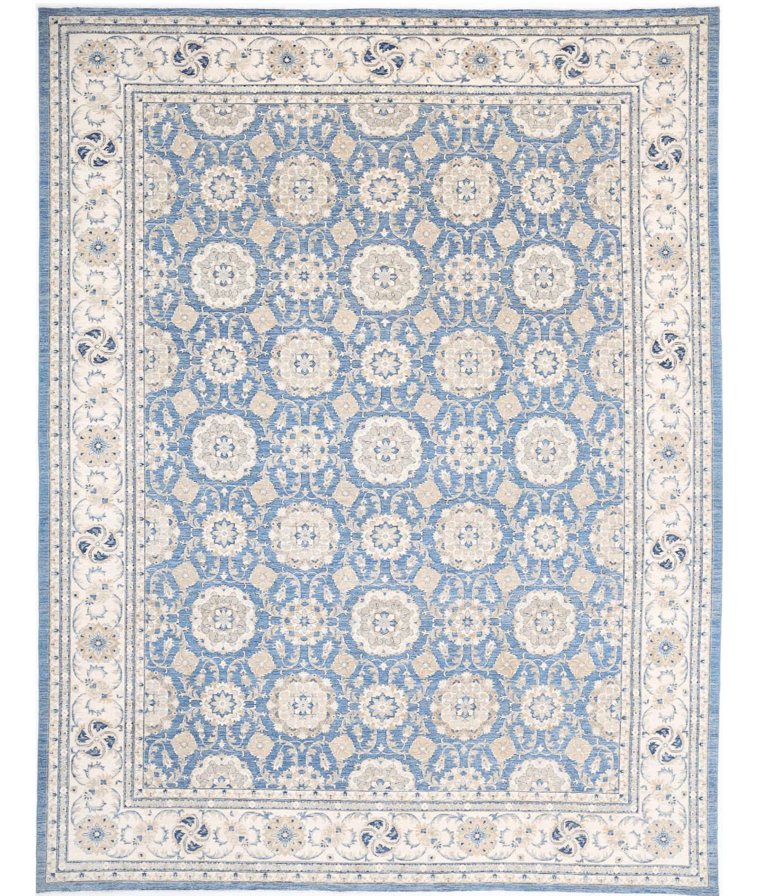 Ziegler 13'3'' X 16'9'' Hand-Knotted Wool Rug 13'3'' x 16'9'' (398 X 503) / Blue / Ivory